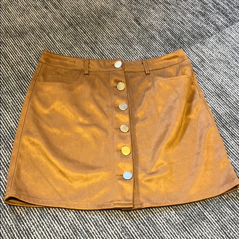 Boohoo Brown Yellow A-Line Mini Skirt for Casual Wear